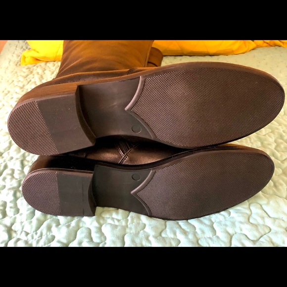 Black Italian Leather Riding Boots, Sz 10 - Picture 4 of 4